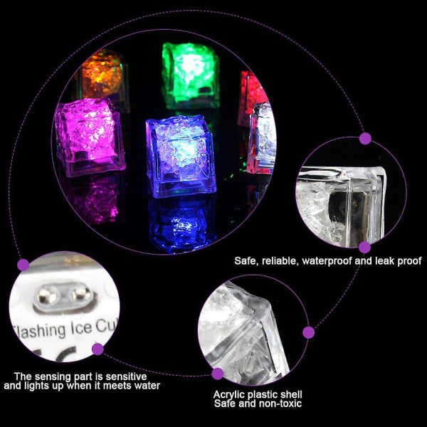 Light Up Ice Cubes, 12 Pack Multi Color Led Ice Cubes, Återanvändbar Glowin