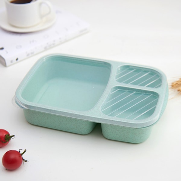 Bentolåda, Snacklåda, Barnbehållare, Sandwich, Lunchlåda, Vetehalmsmatförvaring, Mikrovågsugn och diskmaskinssäker, 3 fack, 4-pack