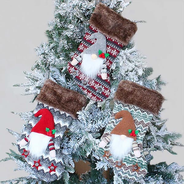 Plush Tomte Julstrumpor Cartoon Element Godispåse Julstrumpa