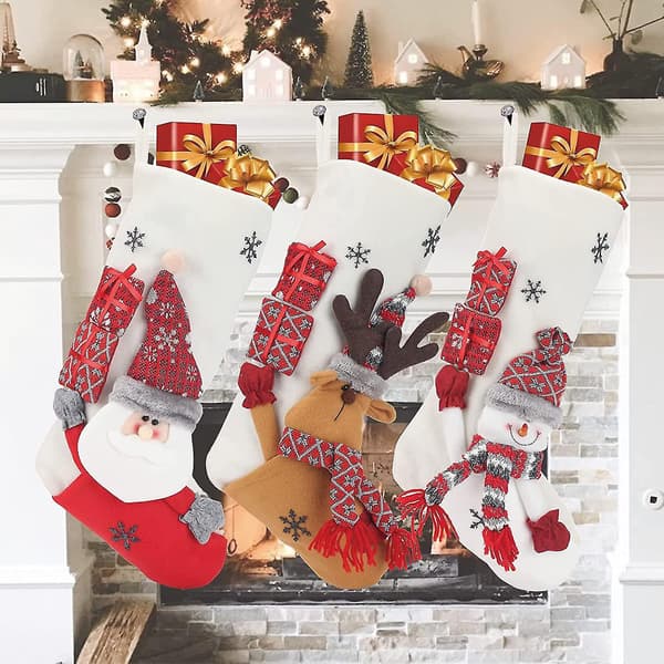 3-pakning julestrømper, 49 cm store