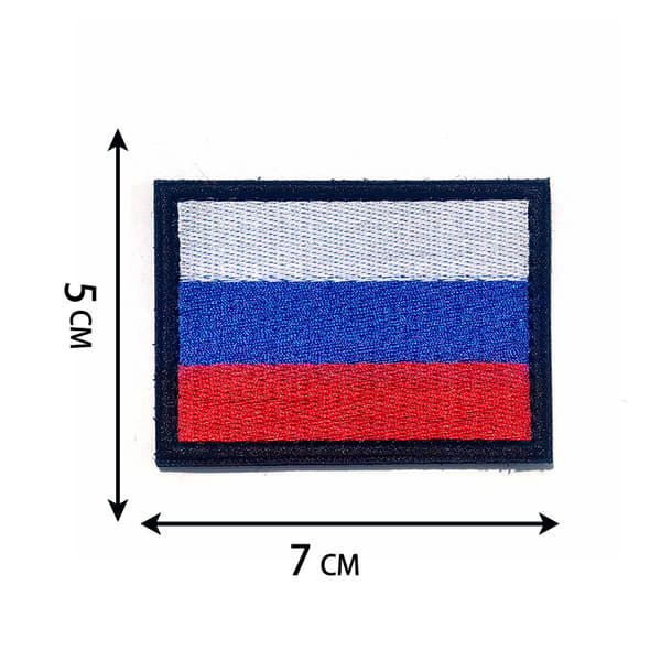 Sett med 2 broderte russiske flaggstoffmerker