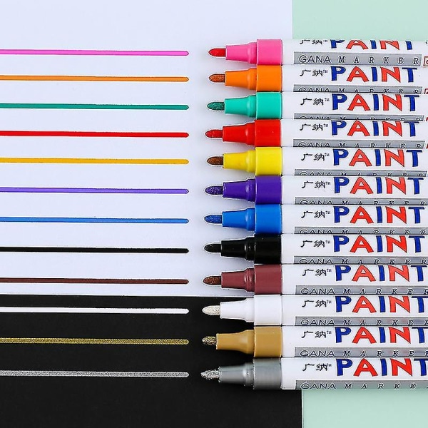 Akrylfärgspennor Permanent, vattentät penna 12-pack vändbara borstspetsar Målningsmarkörer