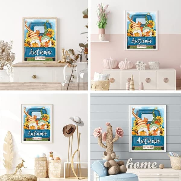 DIY 5D Diamantmålning Gnome-kit, Höstdiamantkonst för