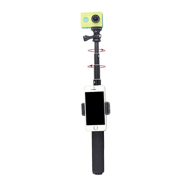 2 i 1 Selfie Stick Monopod med telefonlåsfäste för Gopro Hero 5 Actionkamera tillbehör för Xiaomi Yi 4k Sjcam Sport Cam