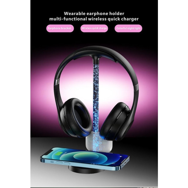 Hörlursladdare, 3-i-1 trådlöst hörlursställ med 5w laddningsplatta Kompatibel för Huawei P30 Pro Iphone8/8 Plus/x Samsung S6/s6 Edge/s7/s7