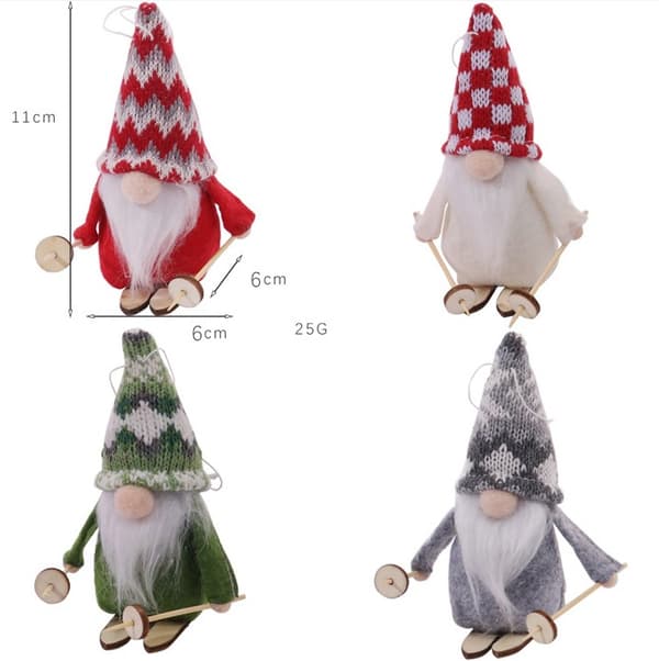 4 stycken tomtenissar i plysch med träskidor