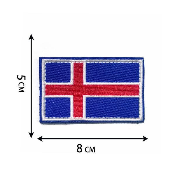 Sæt med 2 islandske flag broderede stofmærker
