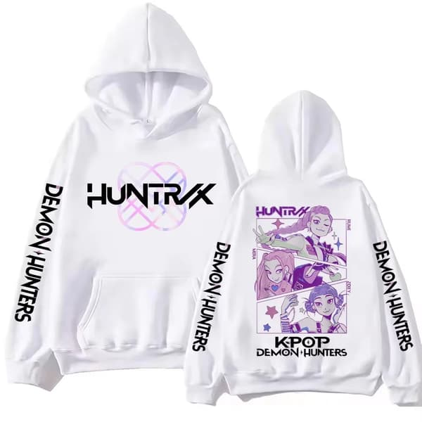 K-Pop Hettegenser, Fleeceforet Langermet Løs Casual Pullover for Høst og Vinter - Hvit, Størrelse 3- 2XL 2XL