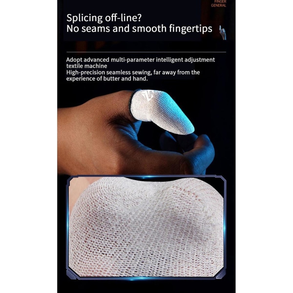 Gaming Finger Sleeves Kompatibel -för mobilspel 0,25 mm Glas Silver Fiber Sömlös Tum Fingertop Cover För Pubg/cod/lol/ros