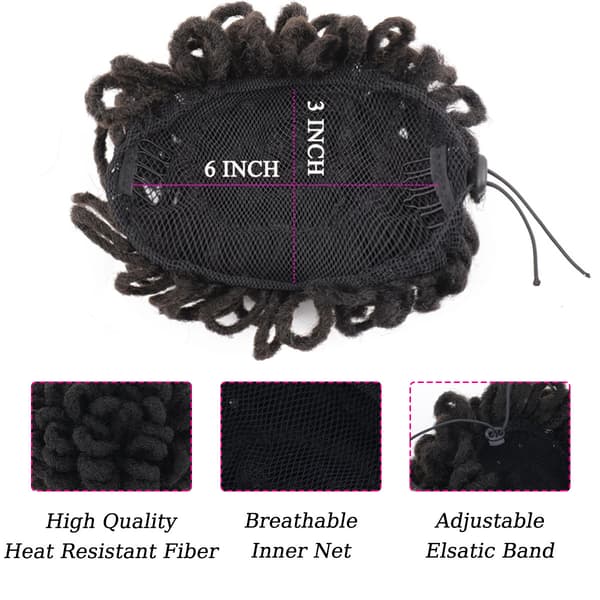 Afro Puff Hårbåndshestehale til Sorte Kvinder Kort Hestehale Høj
