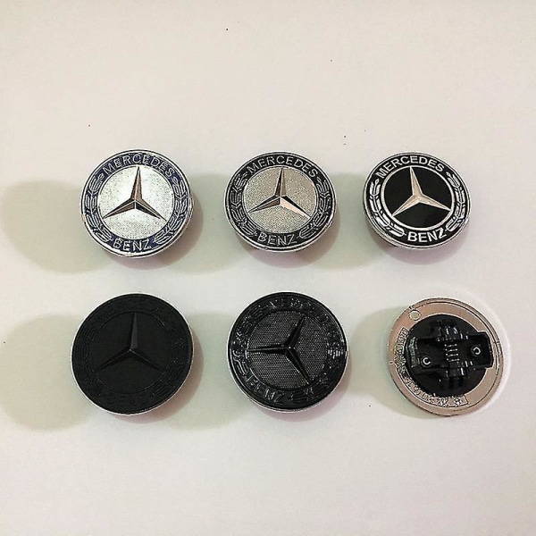 2 st Nya modifierade bilklistermärken, stjärnmärke för aluminiumhuv som är kompatibel med Benz