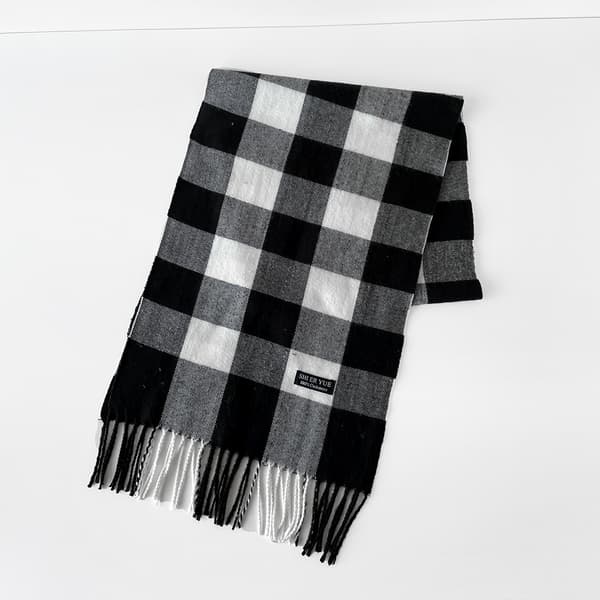 Ternet termisk tørklæde - Imitation Cashmere sjal - Sort og hvid