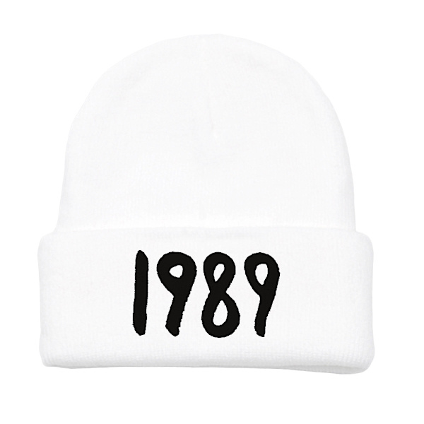 Taylor Swift Stickad Mössa Monogram Ullmössa Vinter Pullover - 1989 Vit