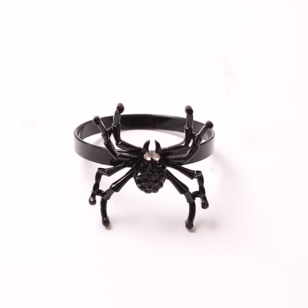 12 stk. Halloween servietringe - Sorte rhinstensedderkop servietter