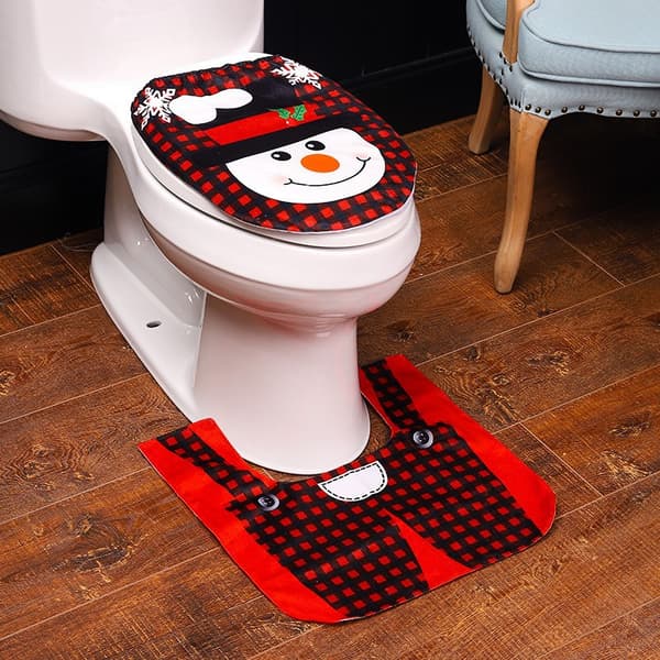 Sæt med 2 Snemand Julepynt til Toiletlåg, Julemand Toil