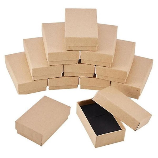 24 st Kraftpappers presentförpackning Liten kraftpapperssmyckeskrin Handgjord kartongförpackning Presentförpackning Weddin