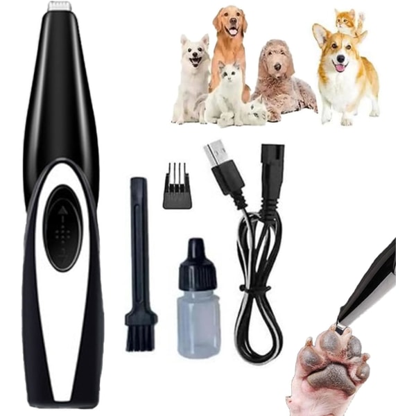 Minitrimmer för husdjur, trimmer för små djurhår, ultratyst motor och hundtrimmer med låg vibration (svart)