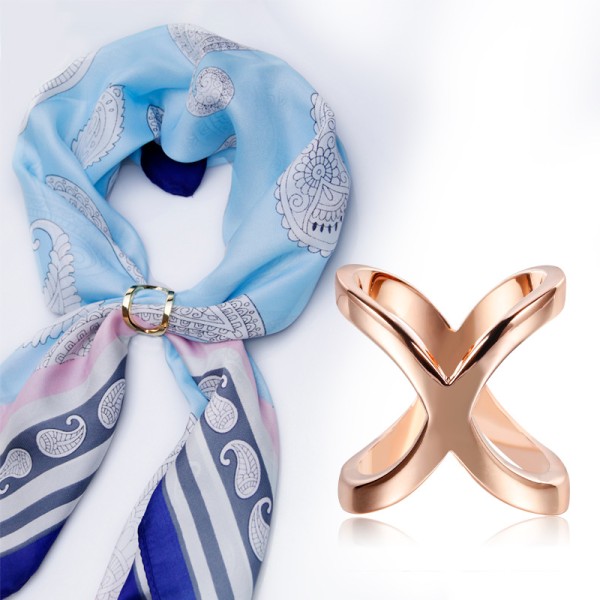 3 st/ set Halsduksring ihåligt kors Elegant multifunktions X-formad halsduk Sjal Spännehållare för kvinnor Sliver