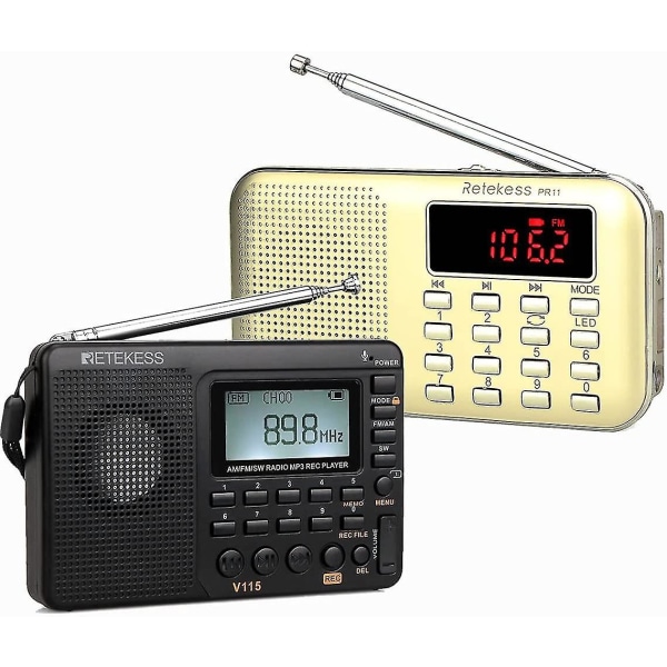 Finydr V115 Portable Am Fm Radio, Digital Shortwave Radio, Pr11 Portable Rechargeable Transistor Radios, Am Fm Radio Portable, Support Tf and USB Port