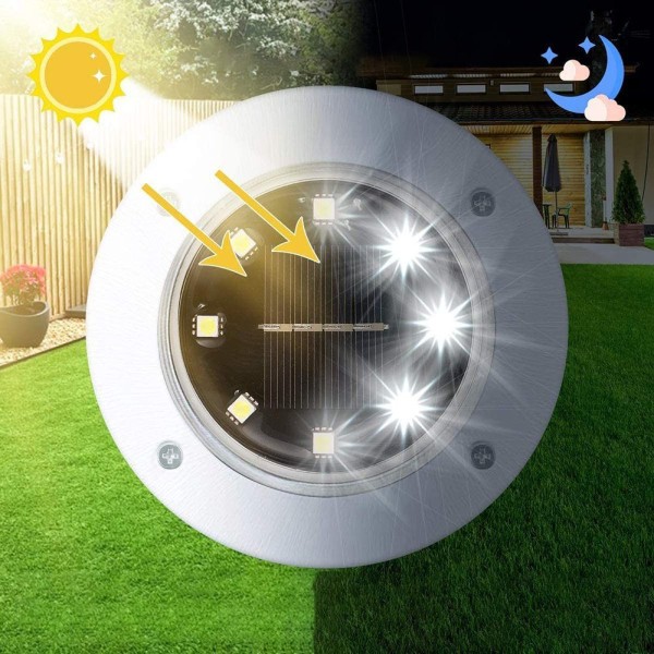 8-pack Solar utomhuslampa Solar Garden Light Vattentät IP65-belysning 8 Cool White LED 6000K Solar Downlight