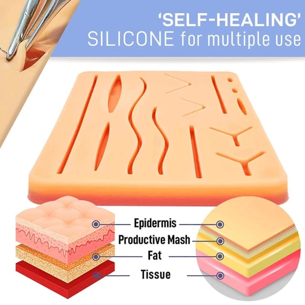 Suture Practice Kit Suturing Human Skin Medic Al Silicone Training Pad Tool Kit