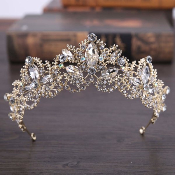 Vuxna bröllopskronor och tiaror bröllops smycken tiaror guld krona kristall fest hår accessoarer för kvinnor