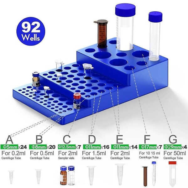 Centrifugerrörstativ 0,2/0,5/1,5/2/5/10/15/50 ml stegvis provrör