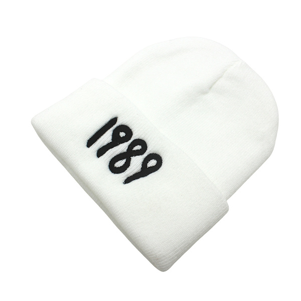 Taylor Swift Strikkelue Monogram Ullue Vinter Pullover - 1989 Hvit