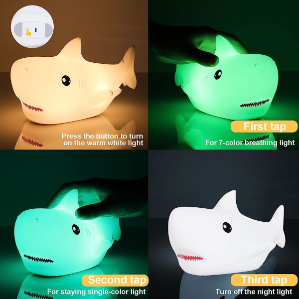 Söta nattlampor - Shark Night Light Animal Lights 7 färgskiftande lampor Barn söta lampor Nattlampor söta lampor med USB laddning