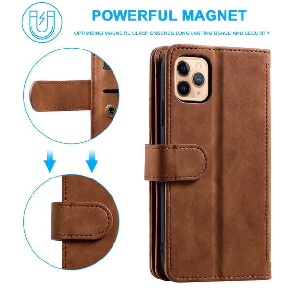 Magnetisk læderpung etui til iPhone 12 mini - Brun