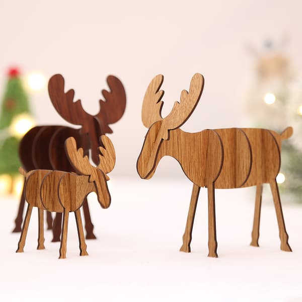 4 stk. DIY Træelg Ornament, Julepynt Tilbehør, Crea