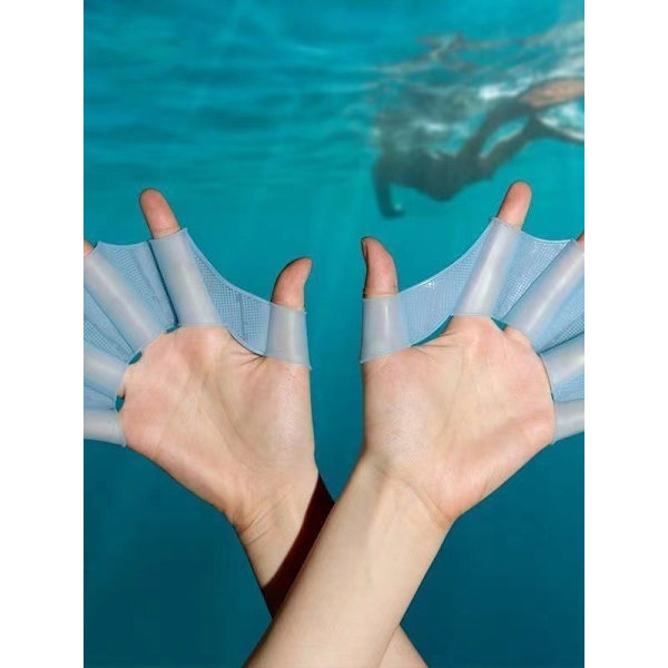 Silikon simhandskar/simfenor storlek S - transparent/blå Blue S