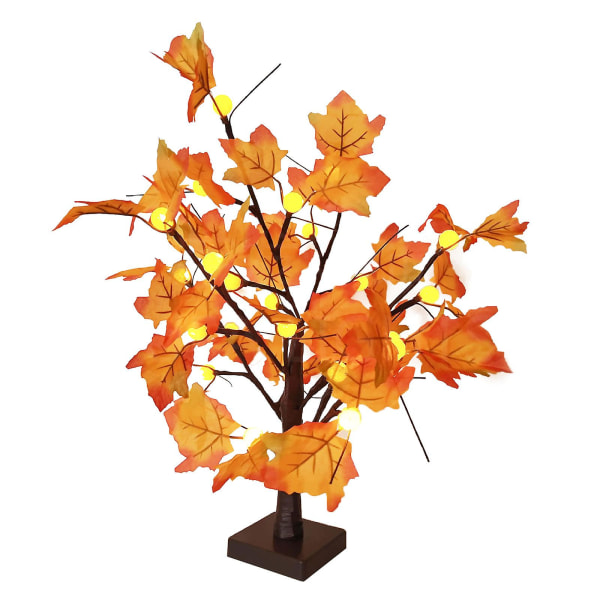 Led Pumpkin Maple Leaf Tree Light 24 Varmvita LEDs Thanksgiving dekoration