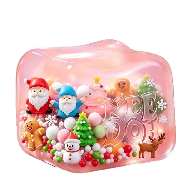 Jule-tema squishy terning stressaflastningslegetøj, sjovt udluftningslegetøj, julegaveæske Pink