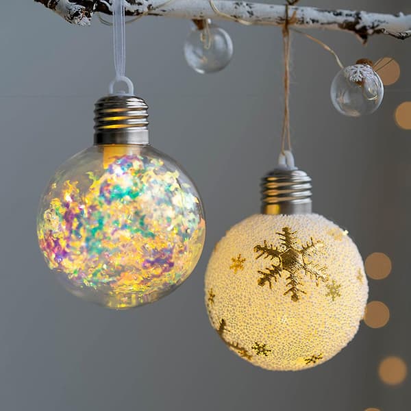 LED-julkula-bollformad prydnad Rensa, Snöflinga, Julgranssmycken