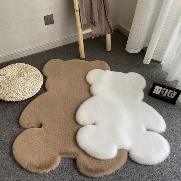 Söt liten björn matta plysch dekoration sovrum flicka hjärta barnrum säng Golvmatta