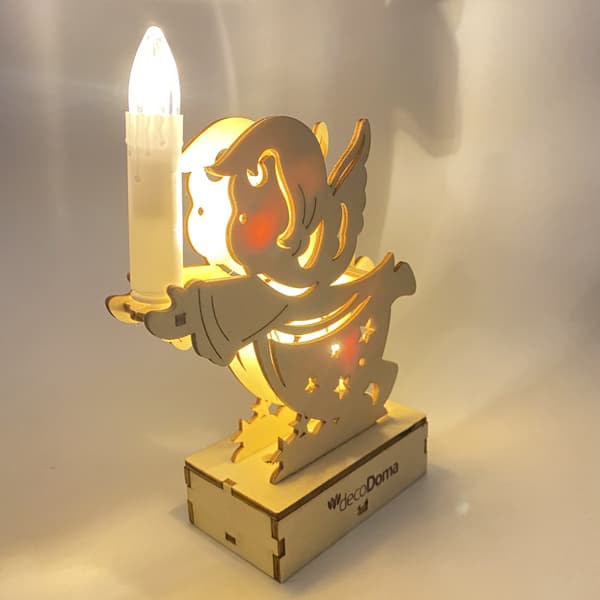 Telysholderpynt i tre LED Skrivebord Hul Figur Carvi