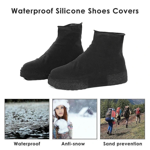 Återvinningsbara silikonskydd Regnvattentäta skoskydd Boot Cover Protector Black M M
