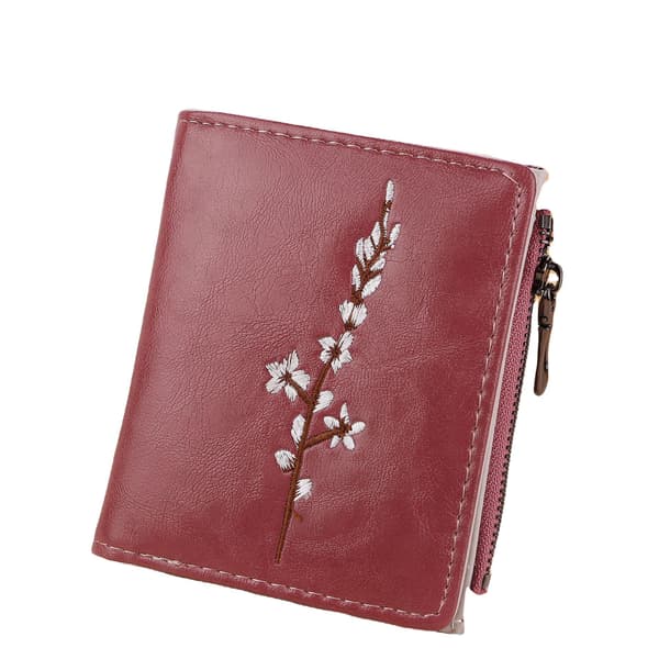 Pu Dame Mini Tegnebog Multifunktionel Blomme Mønster Tegnebog