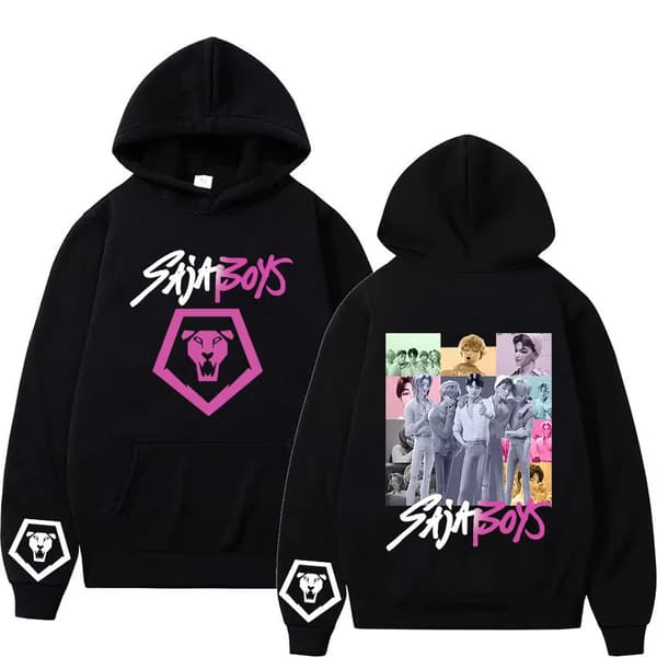 K-Pop Hættetrøje, Fleeceforet Langærmet Løs Casual Pullover til Efterår og Vinter - Sort, Størrelse 2- XS XS