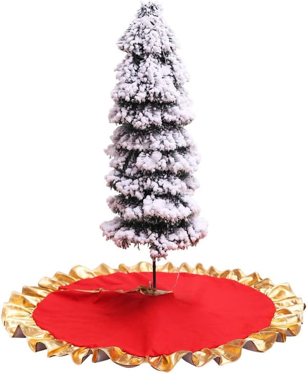 Juletrefot, 90 cm, Rød med Gullkant, Juletrepynt