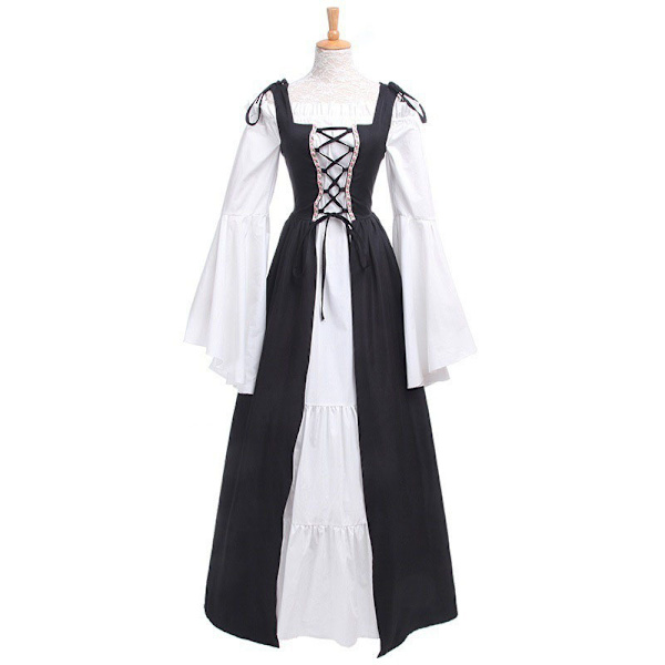 Huanpai Sort-Side Bindebånds-Korset-Stil Sort Kjole 4XL