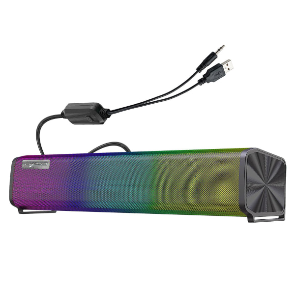Q9 3,5 mm trådbunden datorhögtalare med Rgb-ljus 10w Soundbar Hemmabio PC Sound Bar Surround Sound Box USB -driven för PC Laptop Smartphone Tablet M