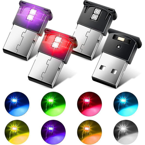 Mini USB Led Atmosphere Light, Rgb Car Interiör Atmosphere Lights, 5v Smart 8 Colors Justerbar ljusstyrka för Universal Laptop Tangentbord Light Home De