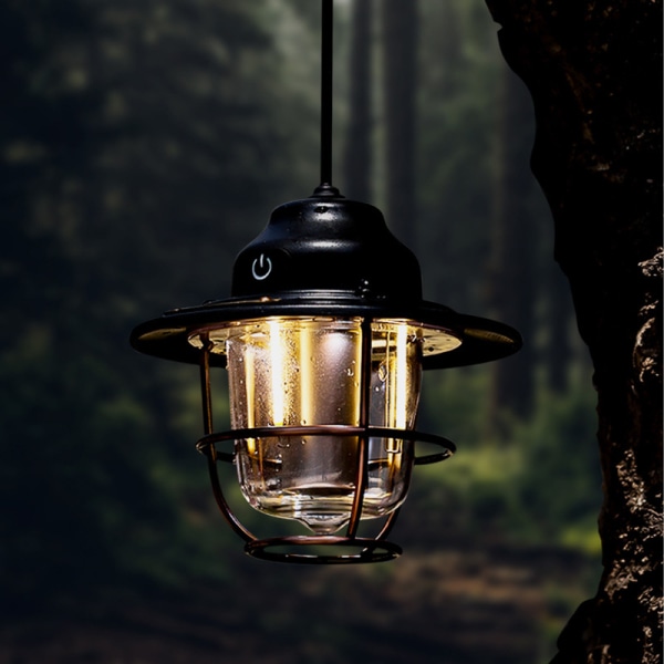2000mAh Campinglampa för Utomhus, USB Laddningsbar, Retro Hästlampa, Tältlampa, LED-lampa