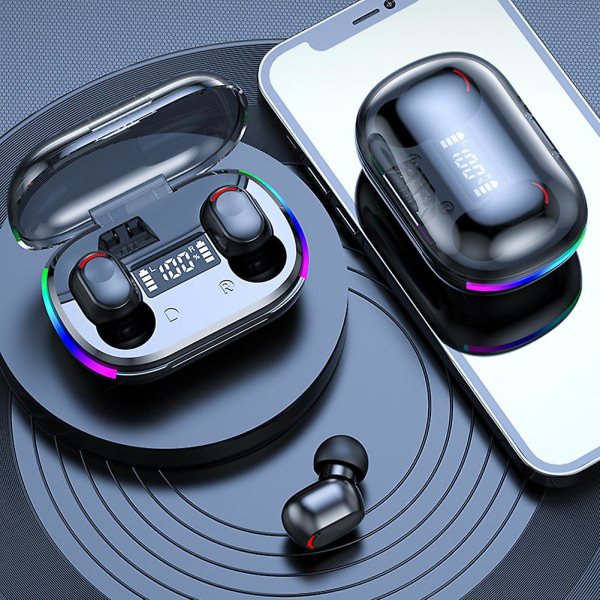 Trådlösa hörlurar med LED-digitalskärm, pekkontroll, brusreducering, Bluetooth 5.3-kompatibel, spel- och sporttelefon, bastu K10