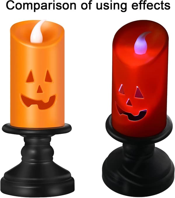 2 stk. Halloween Gresskarformet LED-lys med Knappebatteri Ha