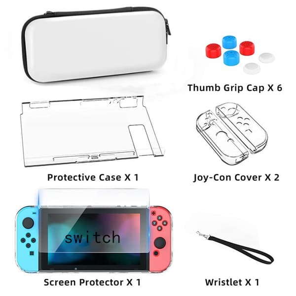 Nintendo Switch Konsoll Oppbevaringsveske Sett - Hvit White