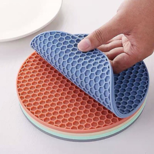 Slitstarka bordstabletter Tvättbara set Prylar Pais Silikon bordstabletter Rund Slitstark honeycomb Halkfri Hot Pot Pad Pla