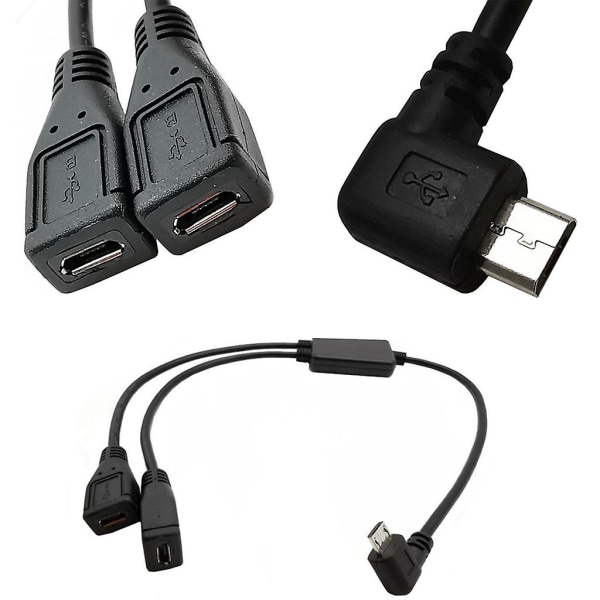 Splitter Och Micro USB Kabel 2 In 1 Adapter Laddningsdatasladd Mitten 30cm